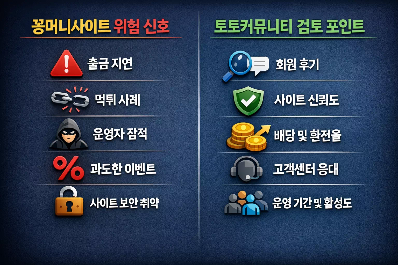꽁머니사이트 위험 신호와 토토커뮤니티 검토 포인트 이미지