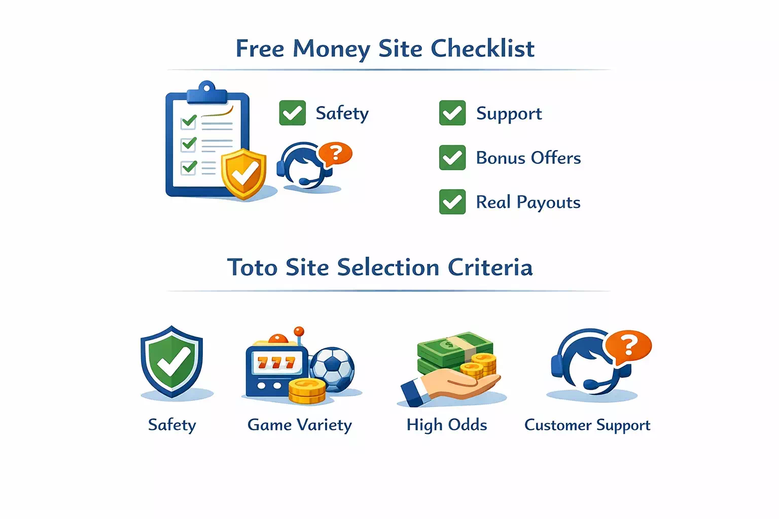 꽁머니사이트 체크리스트와 토토사이트 선택 기준 요약 이미지